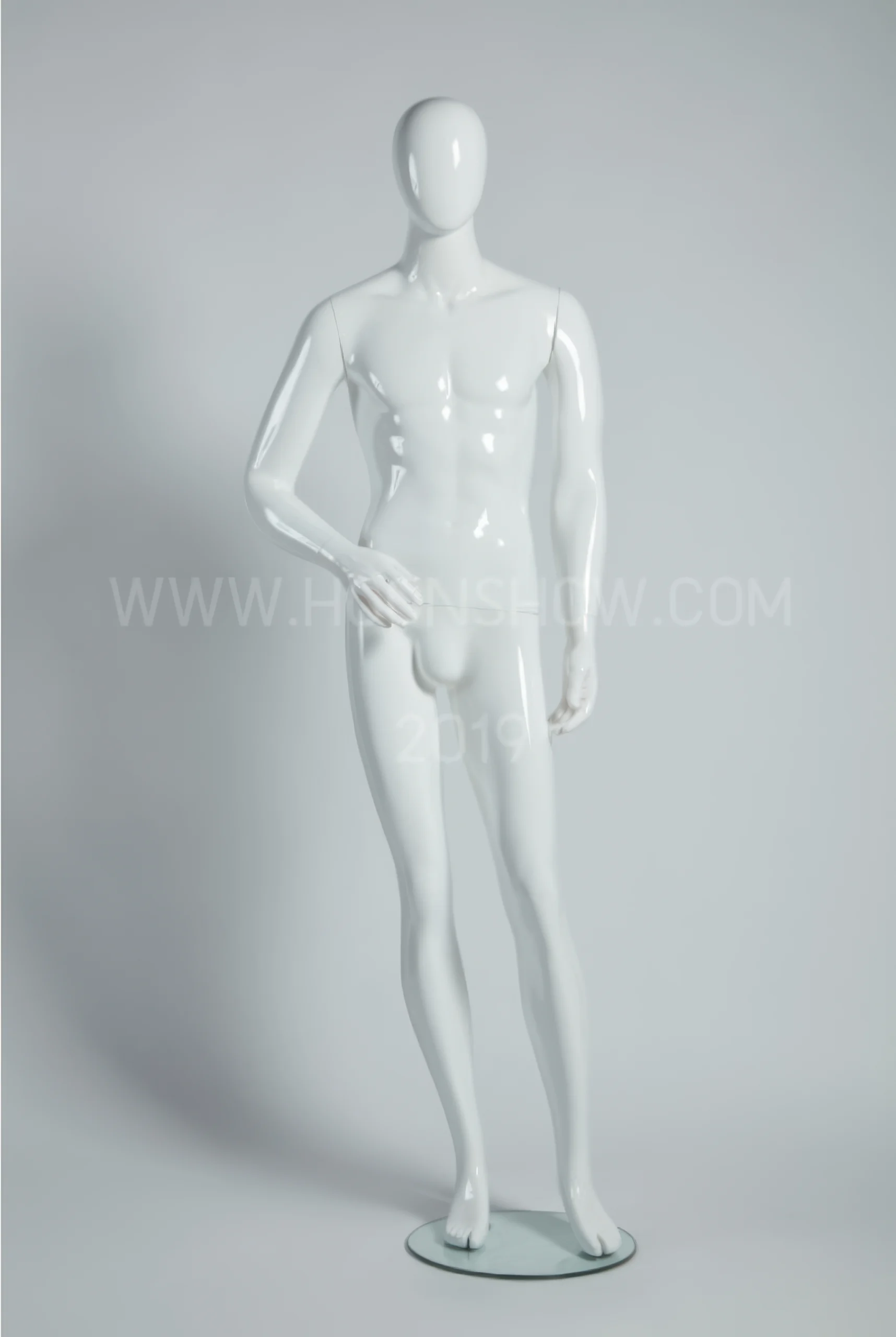 หุ่นไฟเบอร์กลาสชาย สีขาวเงา เจาะน่อง male (CDR-02-2)