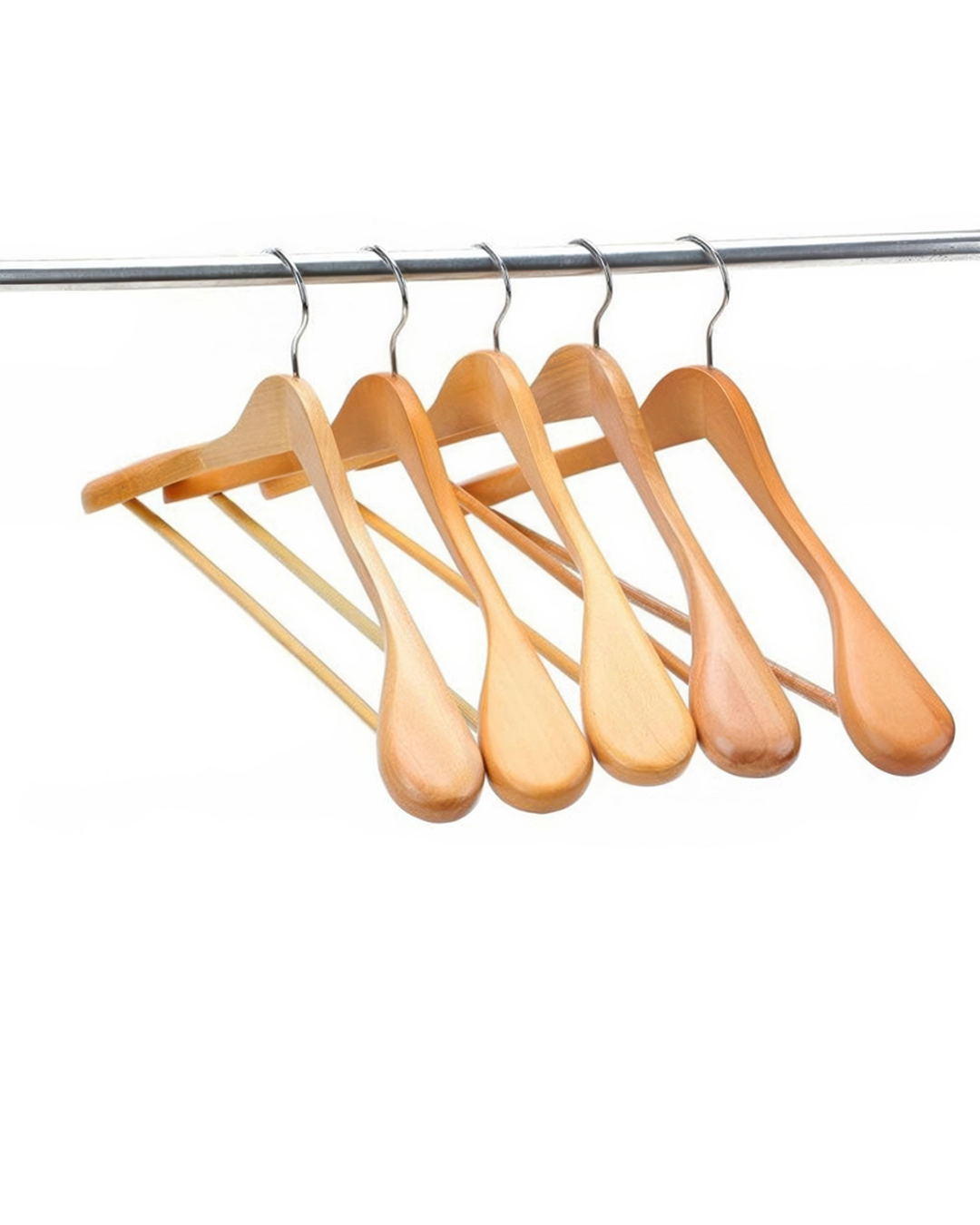 ไม้แขวนเสื้อไม้แท้ รุ่นไม้สูท มีก้าน Size S สีไม้ธรรมชาติ