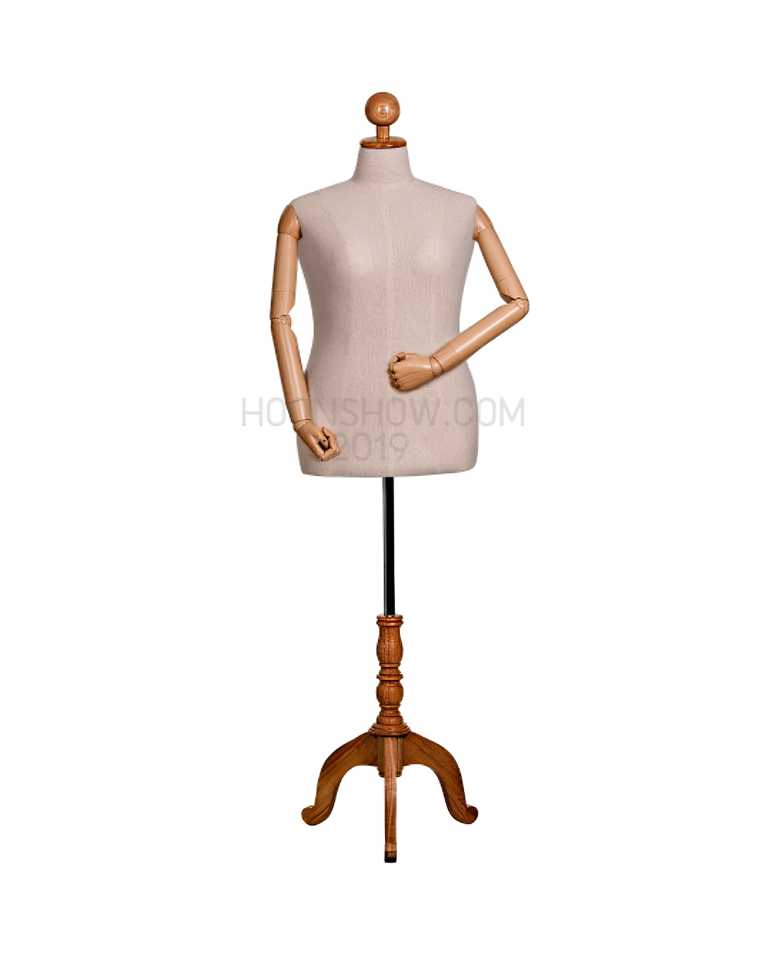 หุ่นผ้าหญิงหัวไม้กลม XXL ผ้าดิบ +เบ้าพลาสติก เป้าปิด
